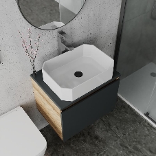 Комплект для ванной, 4 предмета (Тумба подвесная Bau Blackwood 60 графит + Раковина BAU Hotel 51х37 + Смеситель Hotel Still, выпуск черный)