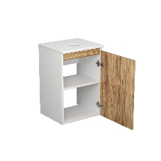 Тумба с раковиной и выпуском (Тумба Bau Dream Blackwood 40, умывальник BAU Mini 24х24, выпуск клик клак, хром)