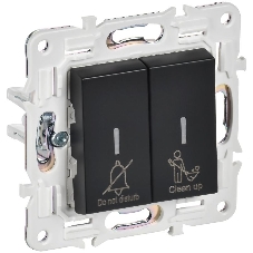 SKANDY Выключатель 2-клавишный с индикацией для отелей 10А SK-V16Bl черный  | SK-V20-2-10-K02 | IEK