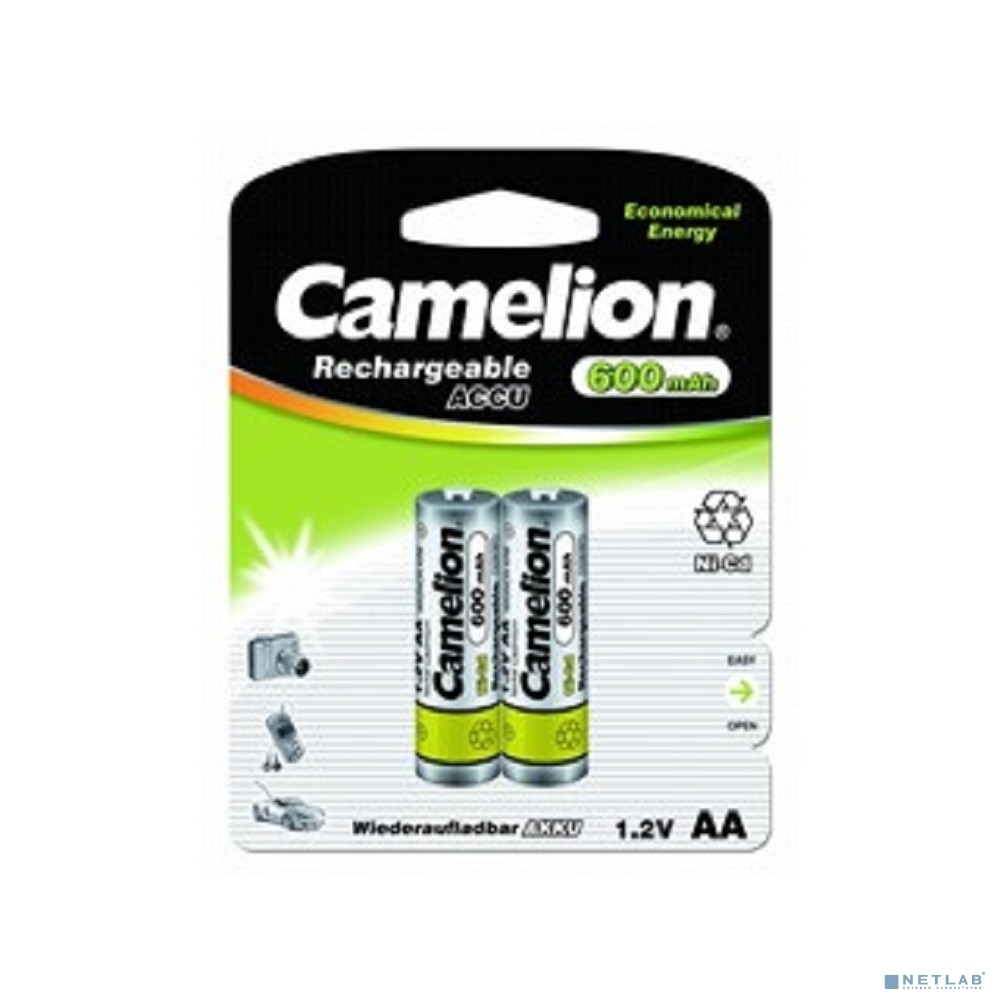 Аккумулятор Camelion AA- 600 mAh Ni-Cd BL-2 (NC-AA600BP2, аккумулятор,1.2В)