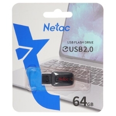 Флешка USB Netac U197 (NT03U197N-064G-20BK), 64Gb, USB 2.0, R/W 25/10, черный/красный