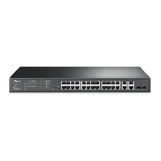 Коммутатор сетевой JetStream 24-port 10/100Mbps + 4-port Gigabit L2 Smart Switch with 24-port PoE+, PoE budget up to 250W, support PoE power management, with abundant L2 features,1U rack mountable, full managed via web UI/CLI/SSH/Telnet/SNMP