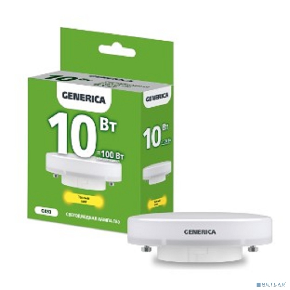 Лампа cветодиодная LED T80 IEK LL-T80-10-230-30-GX53-G таблетка 10Вт 230В 3000К GX53 GENERICA