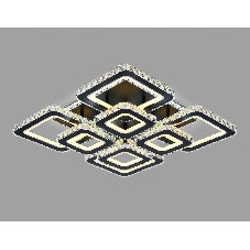 Управляемый светодиодный светильник Ambrella light FA1738/4+4 BK/CH черный/хром 215W 3000K/4200K/6400K 720*720*120 (ПДУ РАДИО 2.4G)