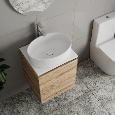 Тумба Bau Dream Blackwood 50 с дверцей, раковина BAU Nimb 50х36, смеситель для раковины высокий Hotel Still, нержавеющая сталь, выпуск клик клак, белый