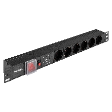 Блок розеток с сетевым фильтром (Surge Protect), защитой от перегрузки, выключателем с подсветкой и разъемом подключения C14 ExeGate ServerPro PDU-19H605 Al-6S-C14-SW-O-SPD1 (19