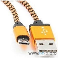 Кабель Gembird USB 2.0 Cablexpert AM/microBM 5P, 1м, нейлоновая оплетка, алюминиевые разъемы, оранжевый, пакет