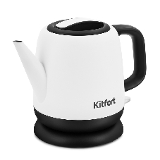 Чайник электрический Kitfort KT-6112 1 л, 1630 Вт, белый/черный (корпус: нержавеющая сталь)