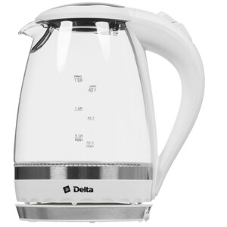 Чайник электрический Delta DL-1202 корпус из жаропрочного стекла, белый, 2200Вт, 1,5л