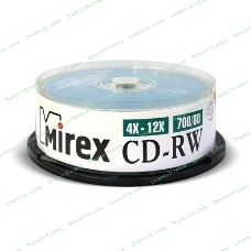 Диск CD-RW Mirex 700 Mb, 12х, Cake Box (25), (25/300)