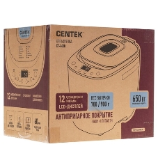 Хлебопечка Centek CT-1418 серебристый, 650 Вт, 0.9 кг, 12 программ