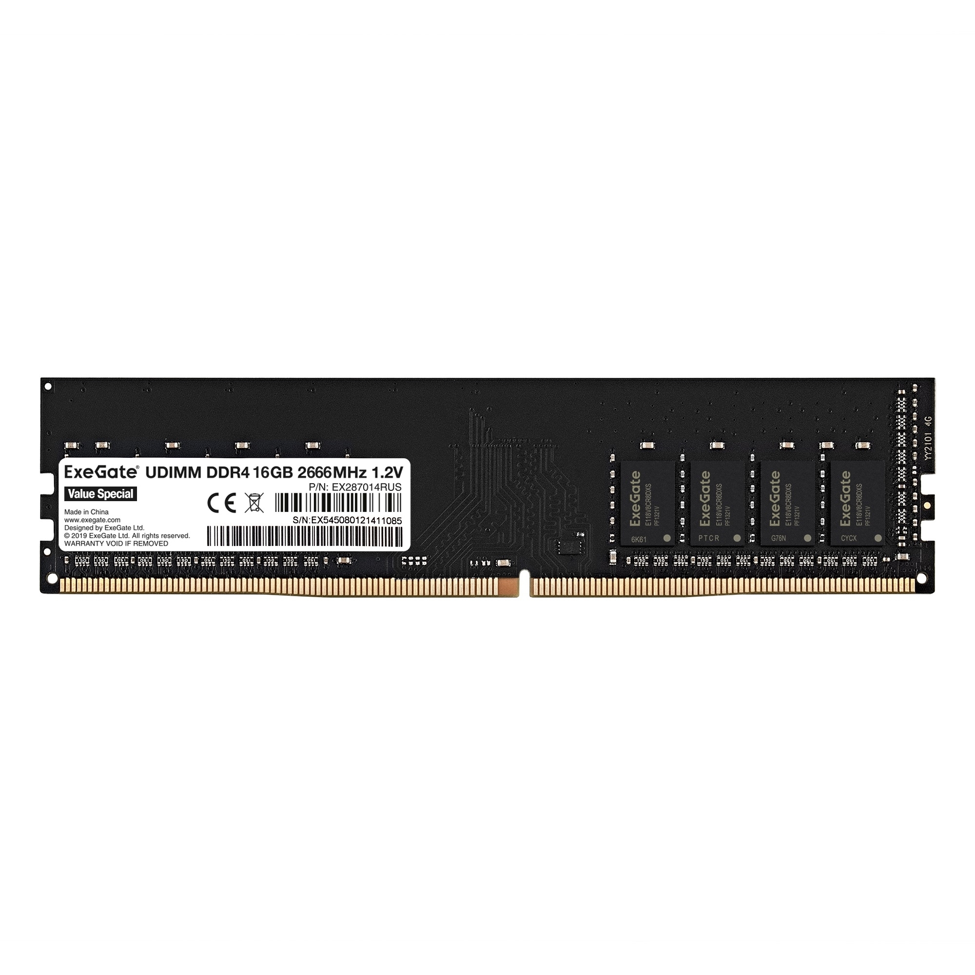 Оперативная память ExeGate, DDR4, 16GB (1x16 GB), 2666 MHz, CL19, DIMM, OEM