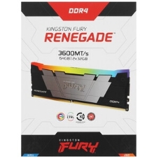 Оперативная память Kingston Fury Renegade, DDR4, 64GB (4x16GB), 3600MHz, CL16, DIMM, с радиатором, RGB, серебристый/черный