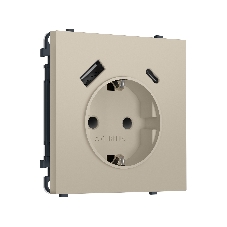Комплект механизма электрической розетки SIGMA Кашемир 2USB A+C 20W (быст. зар.) с/з с/ш 16A-250V QUANT PRO (SP3500, PR160)