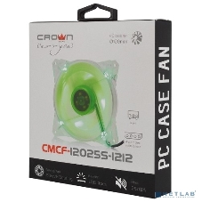 Вентилятор для корпуса Crown CMCF-12025S-1212 прозрачный/зеленый, 120 мм, 1650 об/мин, 28 дБ, 3 pin