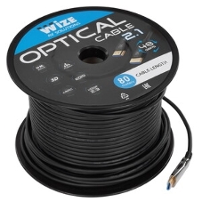 Кабель HDMI Wize AOC-8K-HM-HM-80M оптический, 80 м, 8K/60HZ, 4:4:4, v.2.1, ARC, 19M/19M, черный, коробка
