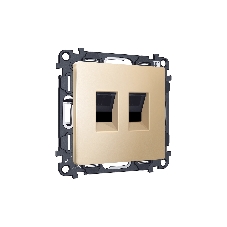 Комплект механизма компьютерной двойной розетки RJ-45 (8P8C) CAT6 с автоматической защитной шторкой ALFA Шампань QUANT (AP6121, VM189) MA612110