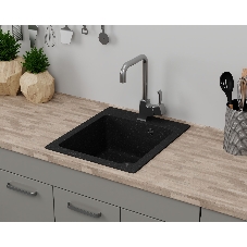 Мойка для кухни BAU Stil Black stone 42х50, выпуск с сифоном в комплекте, черный камень