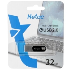 Флешка USB Netac U278 (NT03U278N-032G-20PN), 32Gb, USB 2.0, R/W 50/10, серебристый/черный