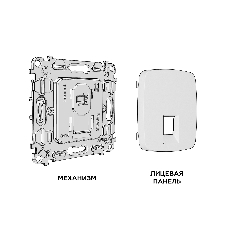Комплект механизма компьютерной розетки RJ-45 экранированной с автоматической защитной шторкой OMEGA Бежевый глянец QUANT (OP3120, VM185) MO312005