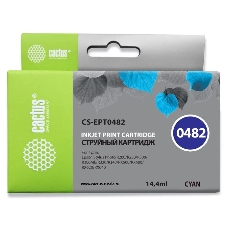 Картридж струйный Cactus CS-EPT0482 голубой (14.4 мл) для Epson Stylus Photo R200/R220/R300/R320/R340/RX500/RX600/RX620/RX640