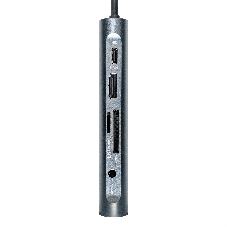 USB-концентратор ExeGate EX293985RUS DUB-31C/MAX (кабель-адаптер USB Type-C --> 3xUSB3.0 + Card Reader + PD 100W + HDMI 4K@30Hz + VGA + Audio + Lan RJ45 10/100/1000Mb, Plug&Play, серый)