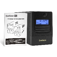 ИБП ExeGate Smart LB-600.LCD.AVR.2SH (600VA/360W, LCD, AVR, 2*Schuko, батарея 12V 7.2Ah, Black)