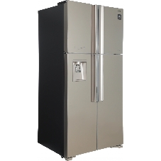 Холодильник Hitachi R-W660PUC7X GC шампань стекло двухкамерный 396/144л морозилка сверху, No Frost, Side by Side
