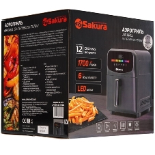 Аэрогриль Sakura SA-7684BK черный, 1500 Вт, 5 л, сенсор, 8 программ