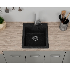 Мойка для кухни BAU Stil Black stone 42х50, выпуск с сифоном в комплекте, черный камень