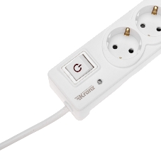 Сетевой фильтр 5 гнезд, 3м, 3х1,5мм², с автовыкл, 2 USB, белый Kranz