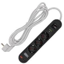 Фильтр сетевой СФ-03К 16А USB A+C 20Вт 3м 3х1,5мм2 черный