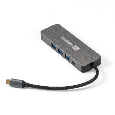 USB-концентратор ExeGate DUB-31C/PD/H (кабель-адаптер USB Type-C --> 3xUSB3.0 + PD 60W + HDMI 4K@30Hz, Plug&Play, серый)