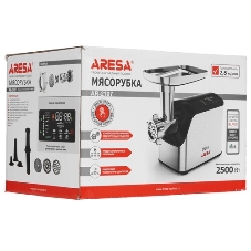 Мясорубка электрическая ARESA AR-2107 серебристый, 2500 Вт, 2.8 кг/мин, реверс, защита от перегрузки, насадки - 5
