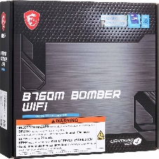 Материнская плата MSI B760M BOMBER WIFI, LGA 1700, Intel B760, 2xDDR5, 4xSATA, 2xM.2, 1xPCIe 4.0 x16, 1xPCIe x1, 1xVGA, 1xHDMI, 1xDP, 1x2.5Gb LAN, Wi-Fi 6E, Bluetooth 5.3, 4xUSB-A 5Gbps, 2xUSB-A 2.0, 1xPS/2, 3x3.5 мм, 7.1, чёрный, mATX