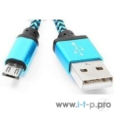 Кабель Gembird USB 2.0 Cablexpert AM/microBM 5P, 1м, нейлоновая оплетка, алюминиевые разъемы, синий, пакет