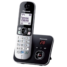 Телефон беспроводной (DECT) Panasonic KX-TG6821RUB черный, автоответчик,определитель номера,телефонный справочник 120 зап.