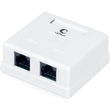 Розетка в сборе Cabeus, 2x RJ45(8P8C), кат. 6, неэкр., внешняя, белый, (WS-8P8C-Cat.6-2)