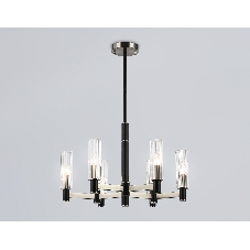 Люстра Ambrella light LH55501/6 SN/BK/CL сатин никель/черный/прозрачный E14*6 max 40W D570*760