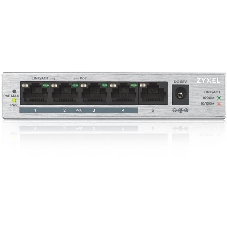 Коммутатор Zyxel GS1005HP Switch PoE +, 5xGE (4xPoE +), desktop, metal, silent, PoE budget 60 W