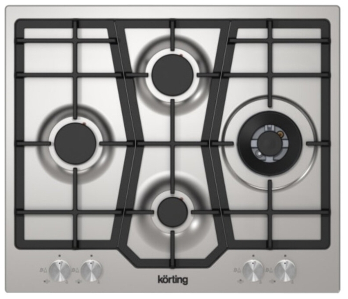 Газовая варочная поверхность Korting HG 631 CTX, 4 конфорки, нержавеющая сталь, 8300 Вт