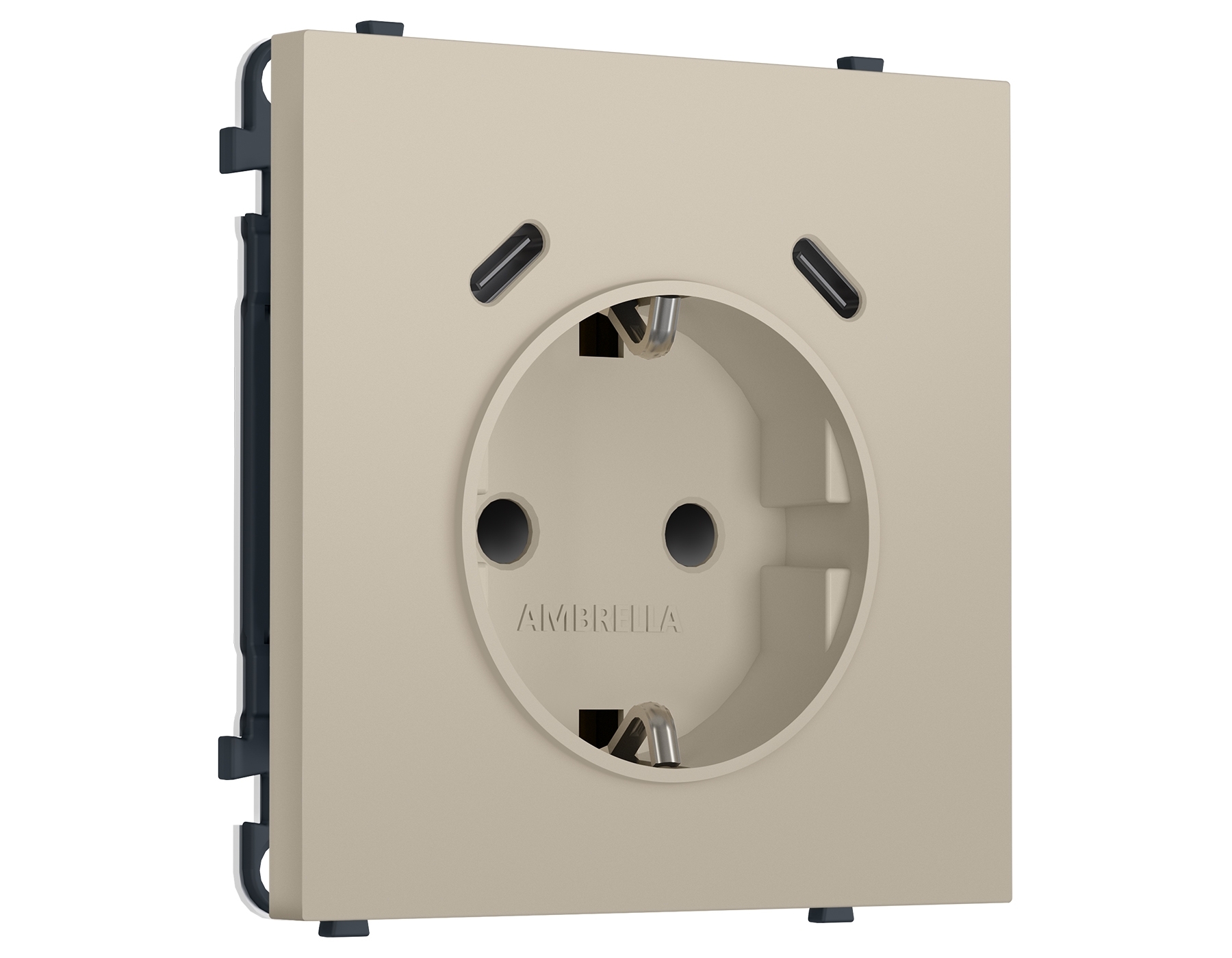 Комплект механизма электрической розетки SIGMA Кашемир 2USB С+C 20W (быст. зар.) с/з с/ш 16A-250V QUANT PRO (SP3505, PR165)