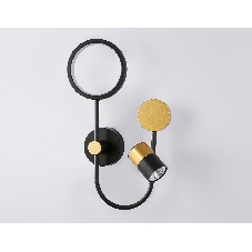 Настенный светодиодный светильник со сменной лампой Ambrella light FL51602/3 BK/GD черный/золото 11W 4200K+GU10 424*275*100