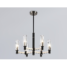 Люстра Ambrella light LH55501/6 SN/BK/CL сатин никель/черный/прозрачный E14*6 max 40W D570*760