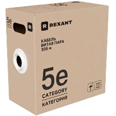 Кабель витая пара Rexant U/UTP, cat.5e, ZH нг(А)-HF, 4PR, 24AWG, INDOOR, SOLID, оранжевый, 305м