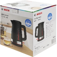 Чайник электрический Bosch TWK4M223 черный, 1.7 л, 2400 Вт, скрытый нагревательный элемент