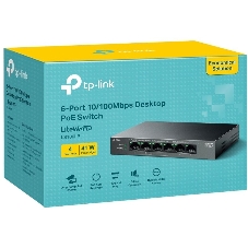 Коммутатор настольный TP-Link LS106LP с 6 портами 10/100 Мбит/с (4 порта PoE)