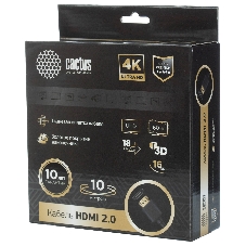 Кабель аудио-видео Cactus CS-HDMI.2-10 HDMI (m)/HDMI (m) 10м. позолоченные контакты черный
