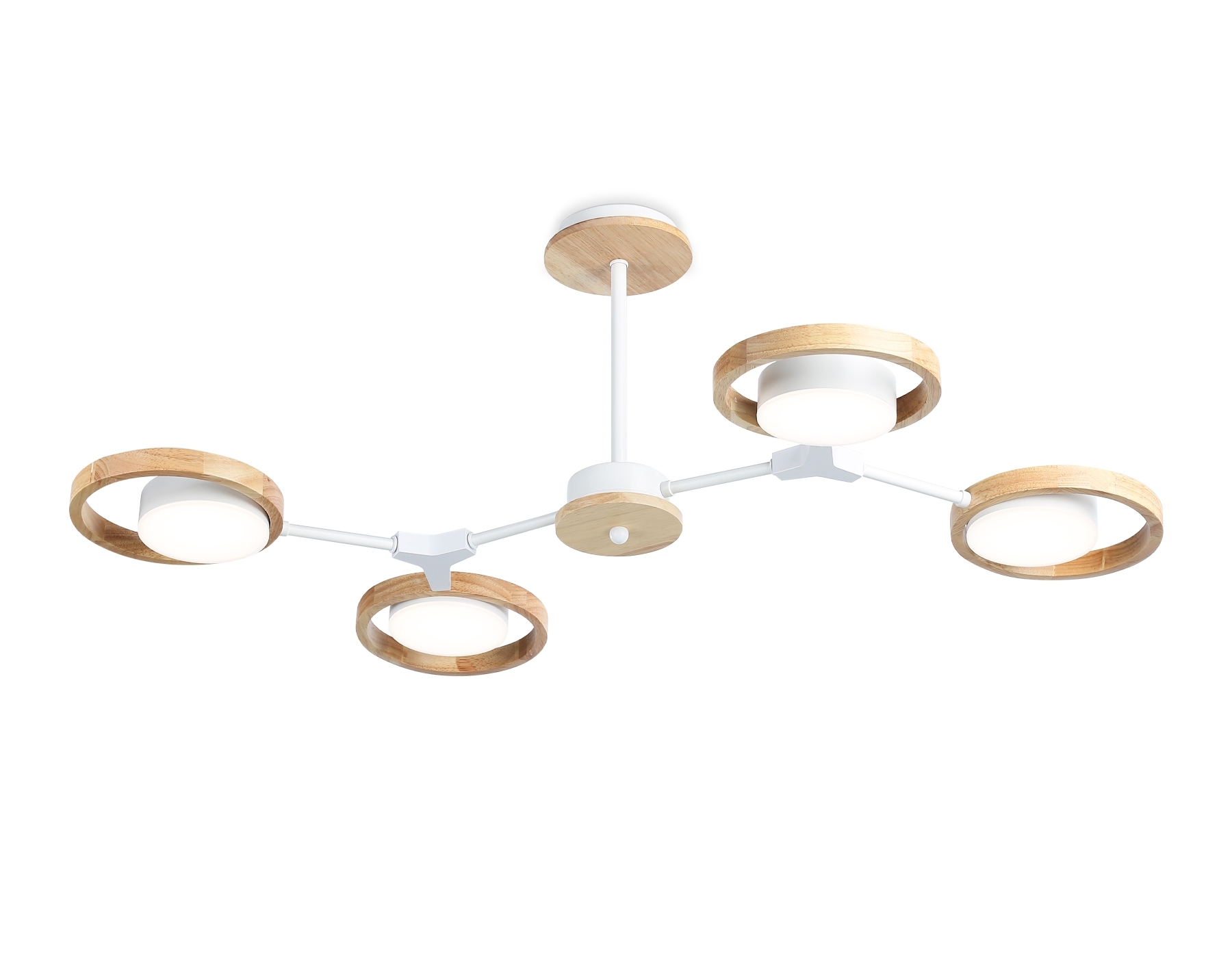 Подвесной светодиодный светильник Ambrella light FL51609/4 WH/LW белый/светлое дерево 3000K/4200K/6400K 28W 825*530*285 (Без ПДУ)