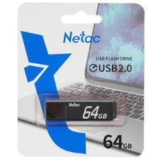 Флешка USB Netac U351 (NT03U351N-064G-20BK), 64Gb, USB 2.0, R/W 25/10, черный